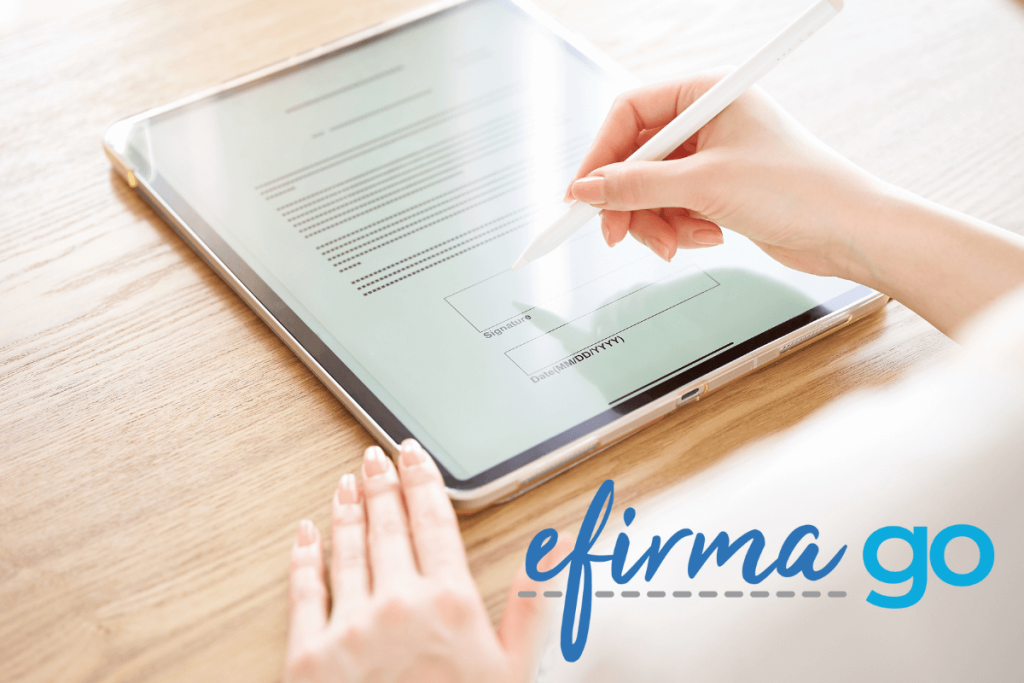 Firma digital de un documento, representando un proceso seguro y eficiente